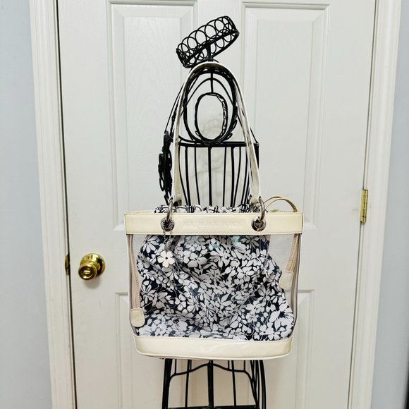 AUTHENTIC BURBERRY FLORAL VINYL AND PATENT LEATHER SHOULDER BAG VINTAGE - Picture 11 of 13